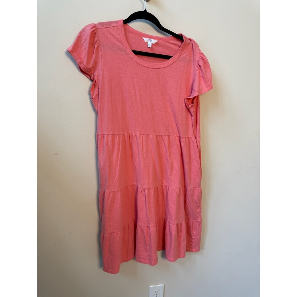 Time and Tru Coral Tiered Short Sleeve Dress Size L
